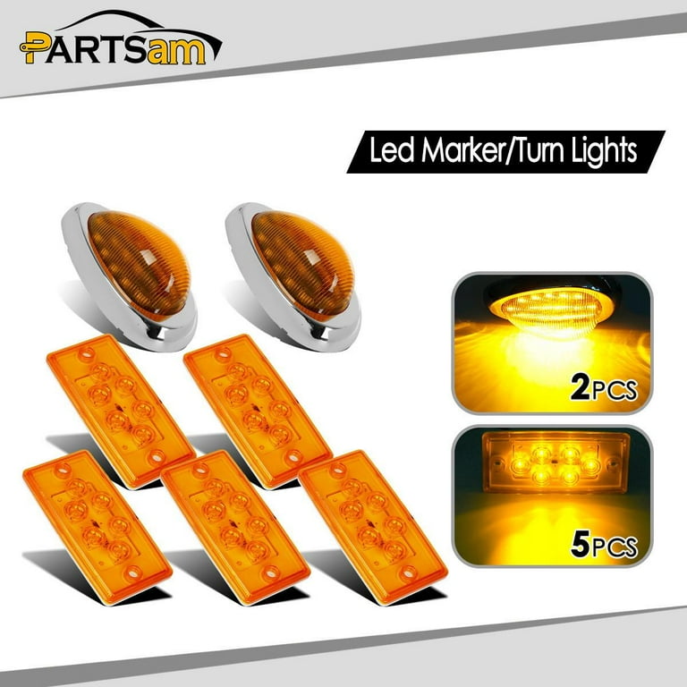 Partsam Replacement for Volvo/Freightliner Century/Columbia Led Lights Kit Clear 5X Rectangle Amber LED Cab Roof Top Clearance Marker Lights+2X 5-7/8 Teardrop Sleeper Amber Clearance Marker Lights Partsam Replacement for Volvo/Freightliner Century/Columbia Led Lights Kit Clear 5X Rectangle Amber LED Cab Roof Top Clearance Marker Lights+2X 5-7/8 Teardrop Sleeper Amber Clearance Marker Lights